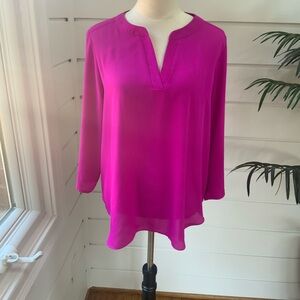 Chaus Fuschia Blouse with 3/4 length sleeves Size L